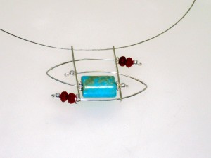 Turquoise, & Red Jade with Sterling Silver