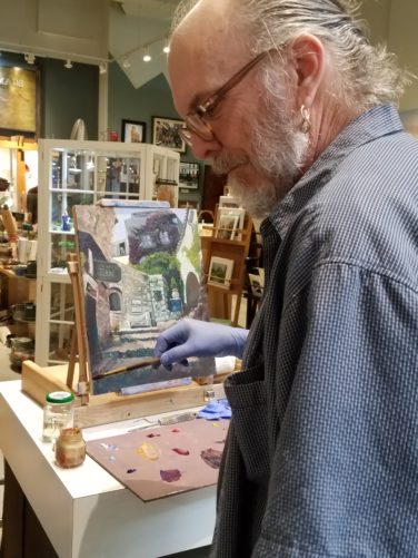 Asheville Artist Tebbe Davis - During art demo at Mountain Made