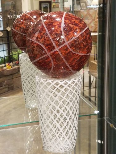 Basketball Sculptures - glass art by Terri Sigler